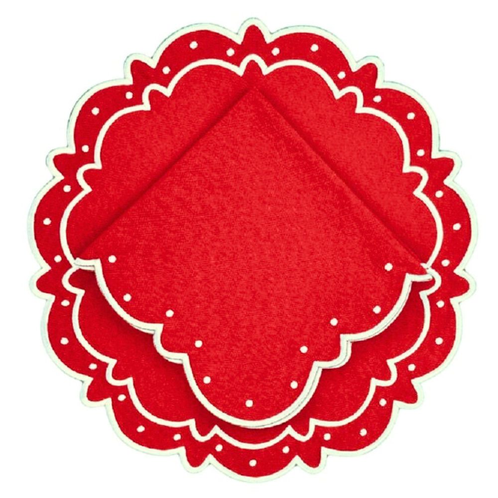 Red ava placemat and napkin luxury embroidery