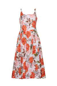 Regio Midi Dress in Blossoms Egret