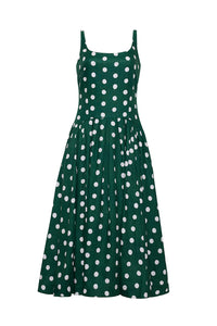 Regio Midi Dress in Polka Dot Green