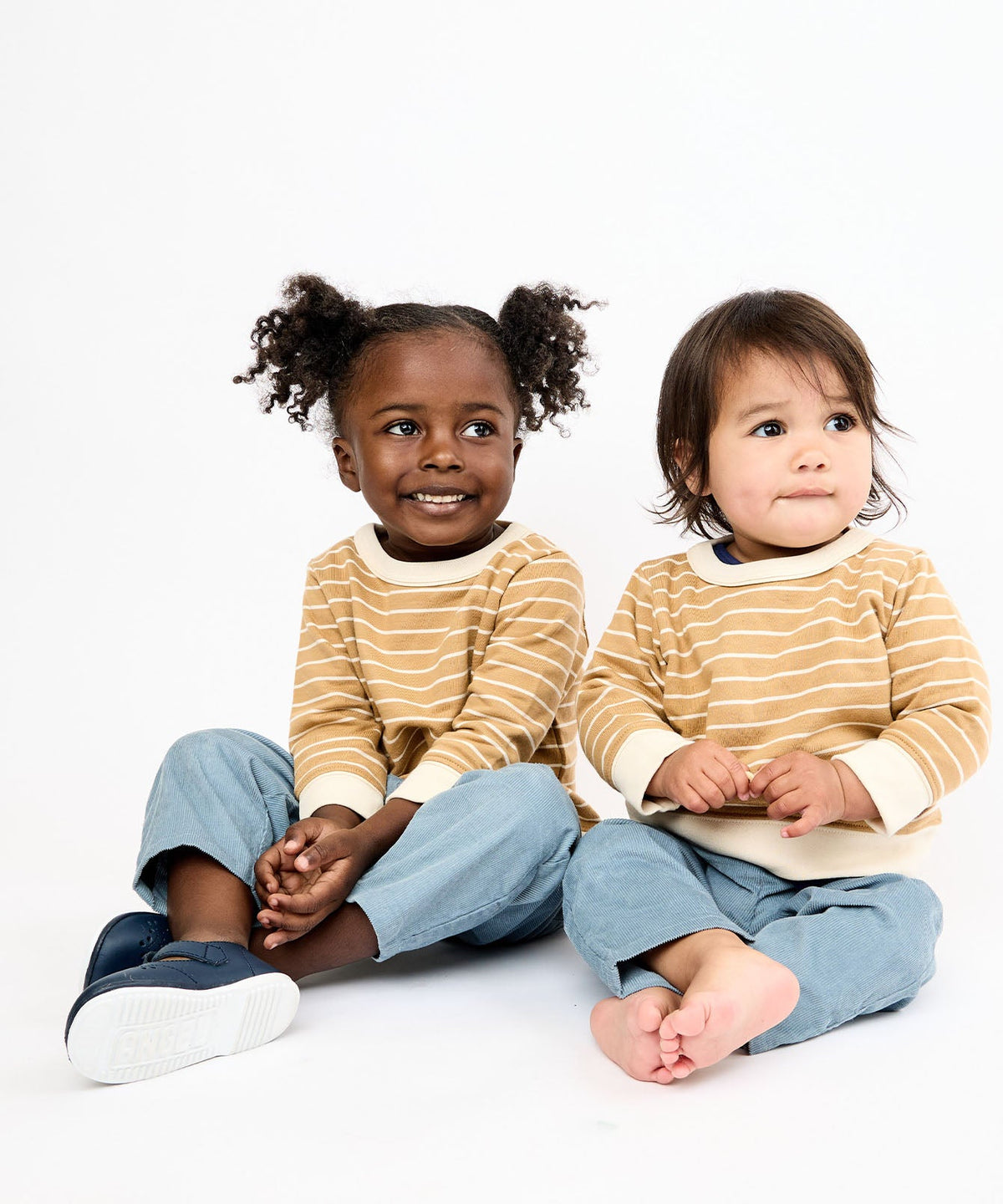 Remy Baby Sweatshirt in Camel French Stripe