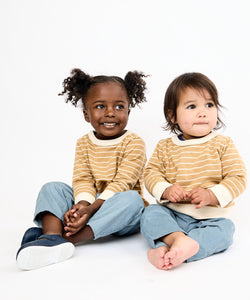 Remy Baby Sweatshirt in Camel French Stripe