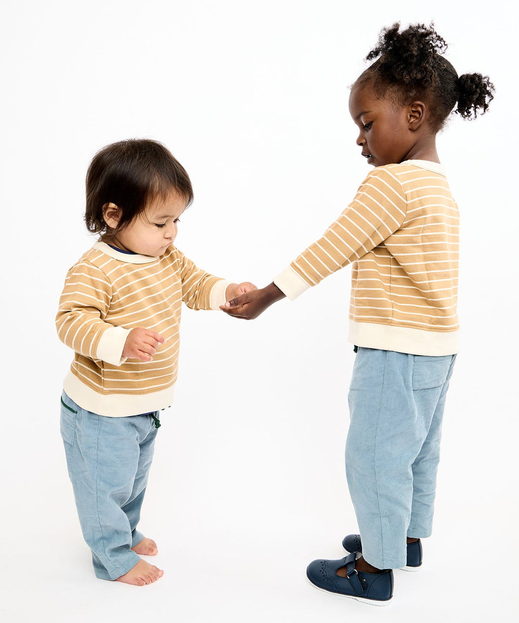 Remy Baby Sweatshirt in Camel French Stripe