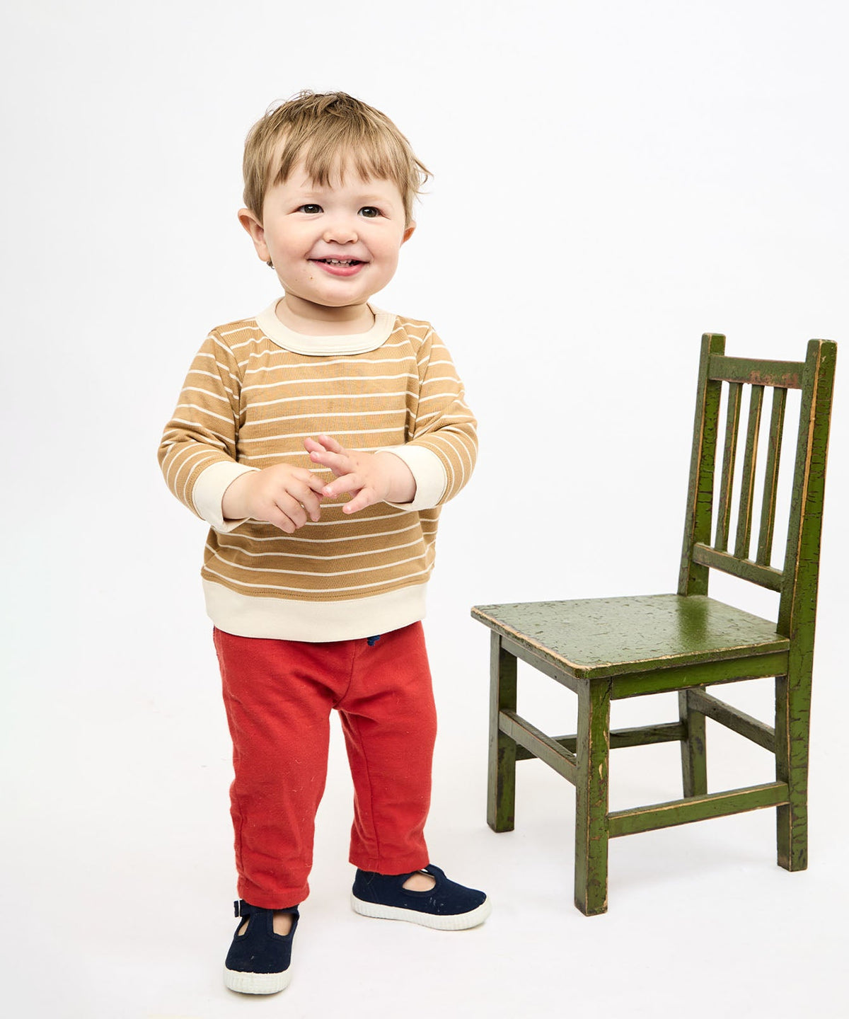 Remy Baby Sweatshirt in Camel French Stripe