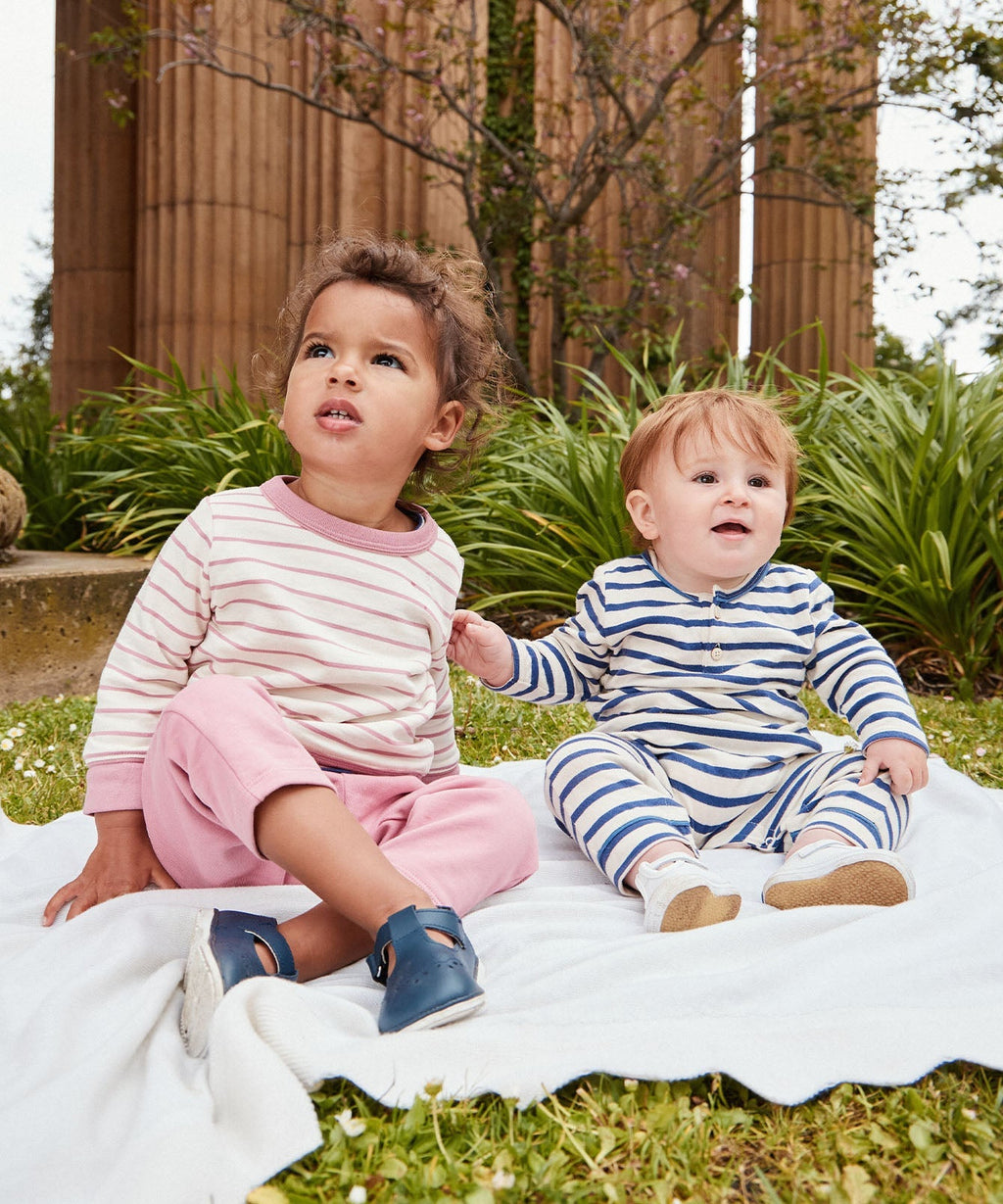 Remy Baby Sweatshirt in Rose French Stripe