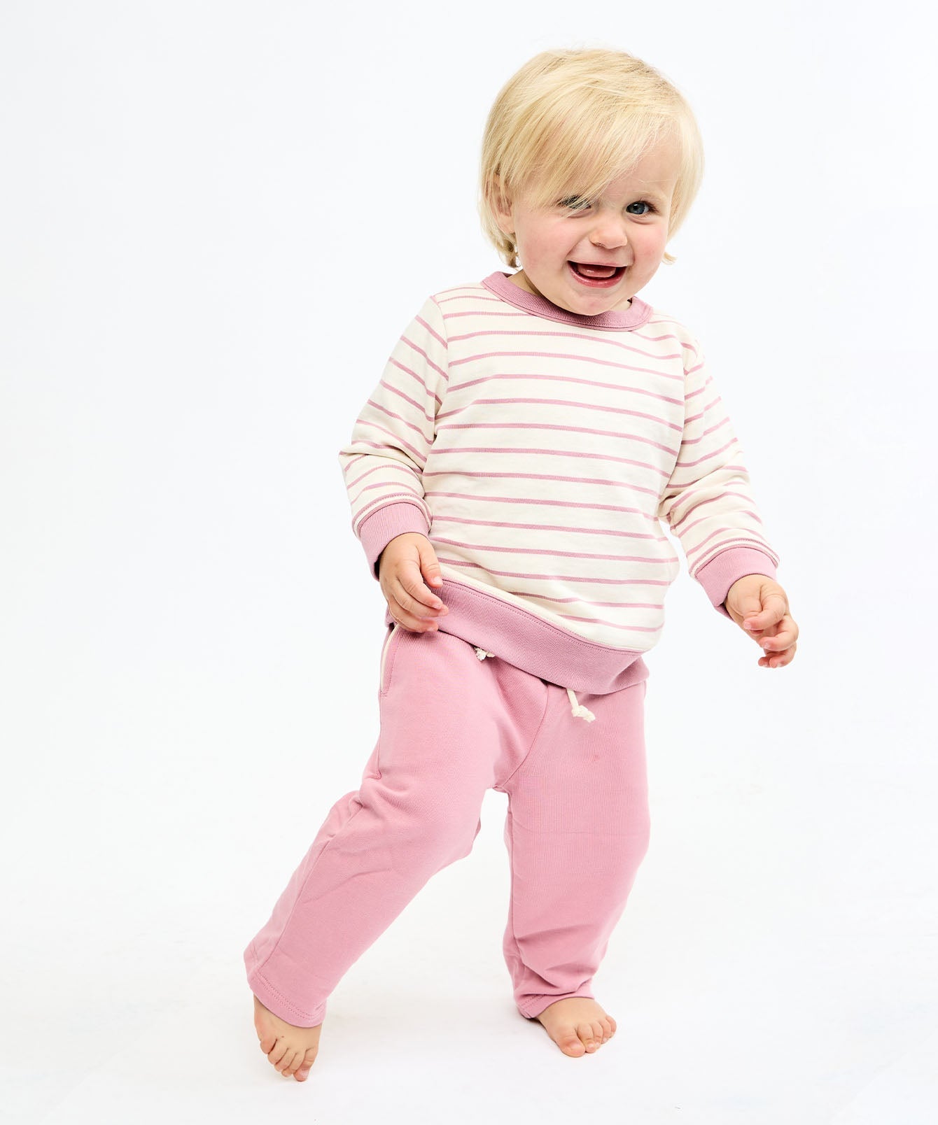 Remy Baby Sweatshirt in Rose French Stripe