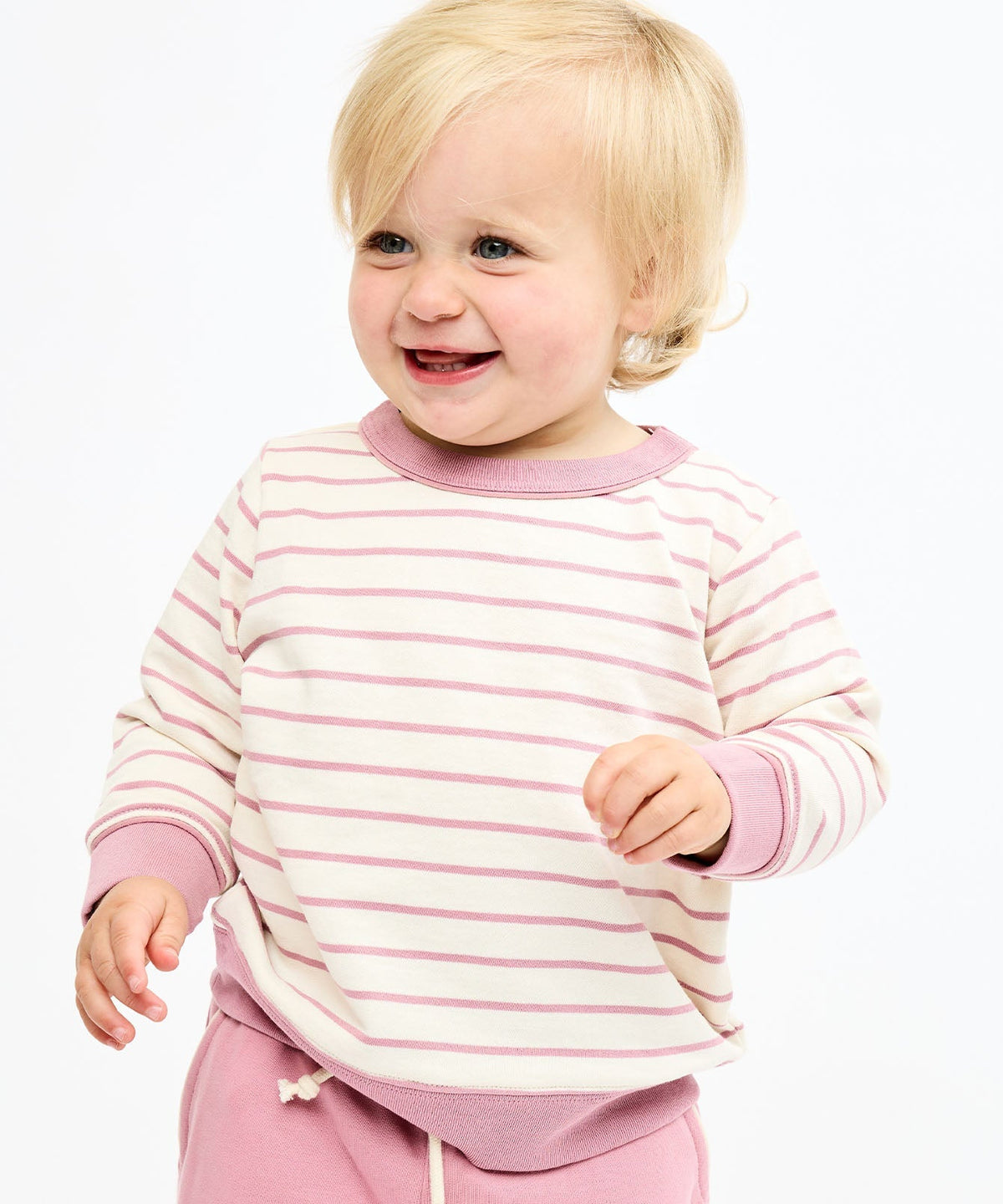 Remy Baby Sweatshirt in Rose French Stripe