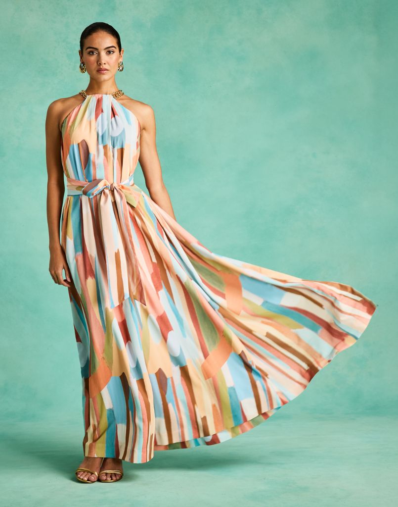 Bijou Halter Gown in Fresco Tides