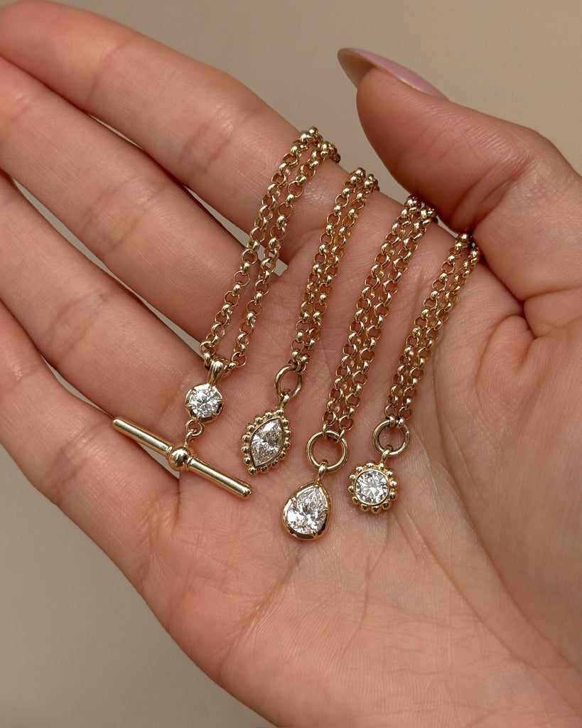 14k yellow gold, 14k white gold, 14k rose gold