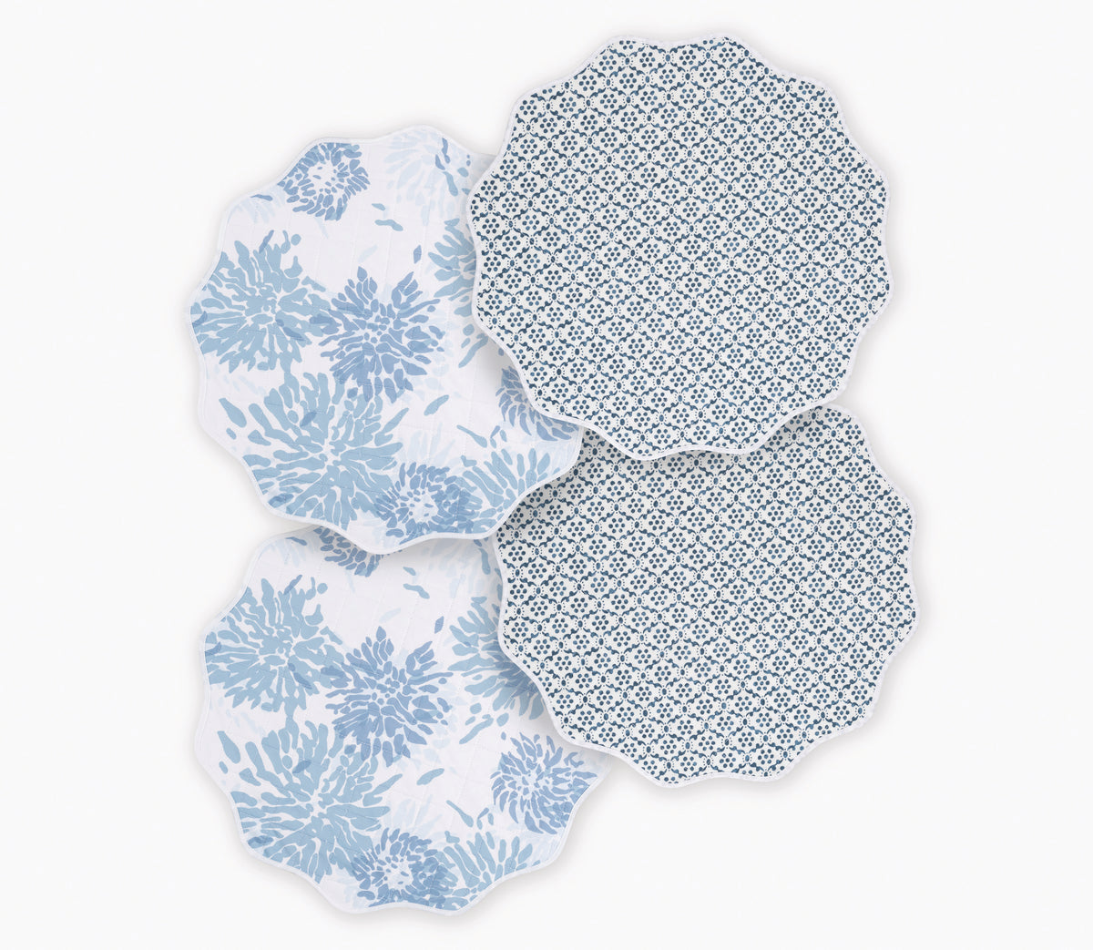 Reversible Quilted Round Placemat Collection Placemat, Set of 4