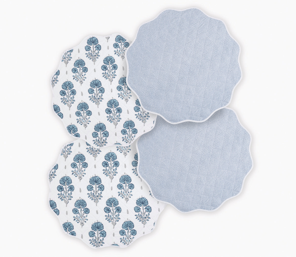 Reversible Quilted Round Placemat Collection Placemat, Set of 4