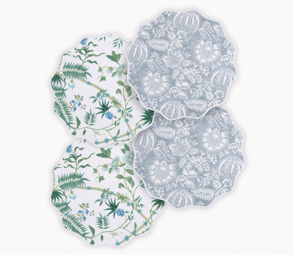 Reversible Quilted Round Placemat Collection Placemat, Set of 4