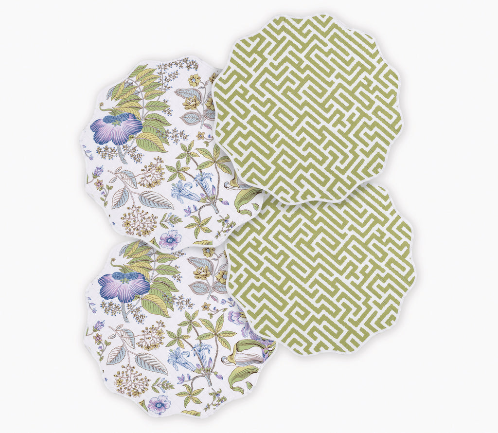 Reversible Quilted Round Placemat Collection Placemat, Set of 4