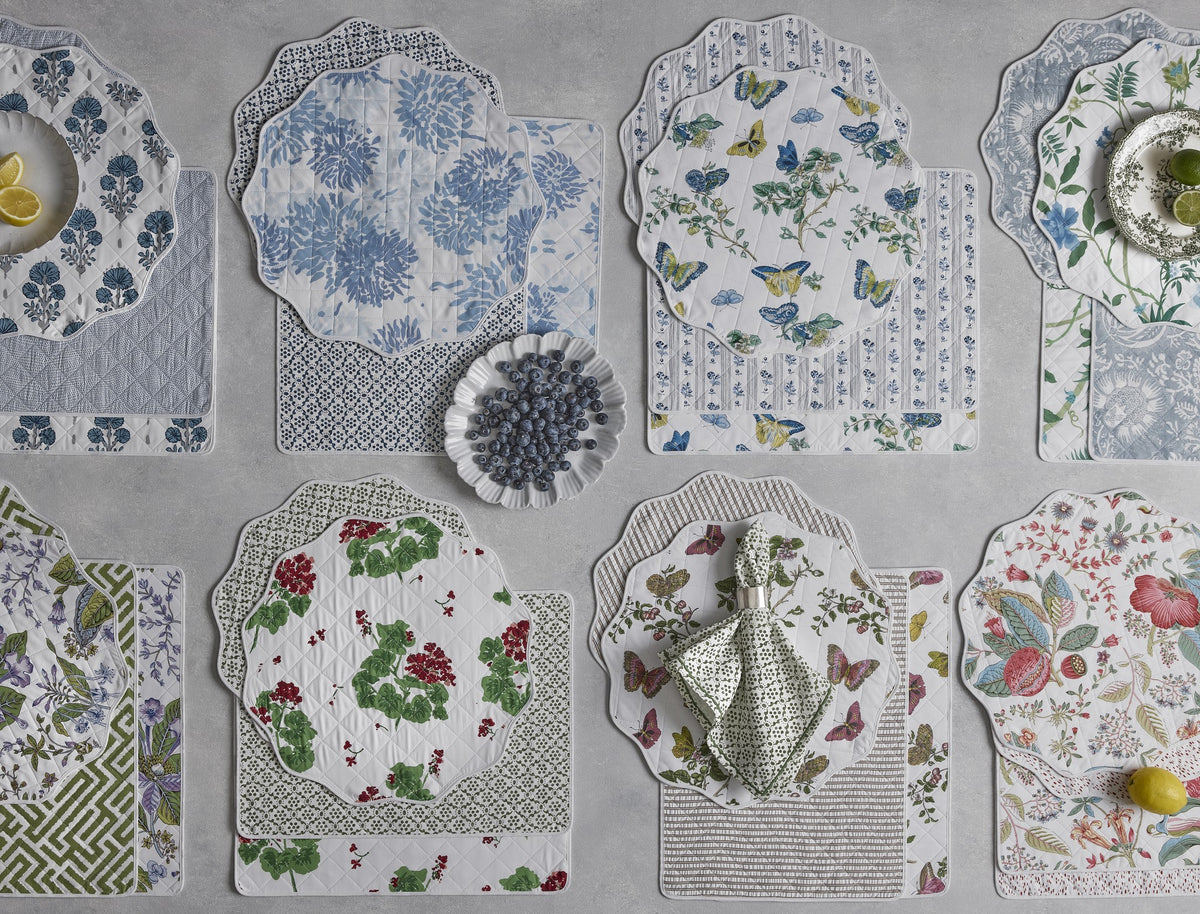 Reversible Quilted Round Placemats styled on table