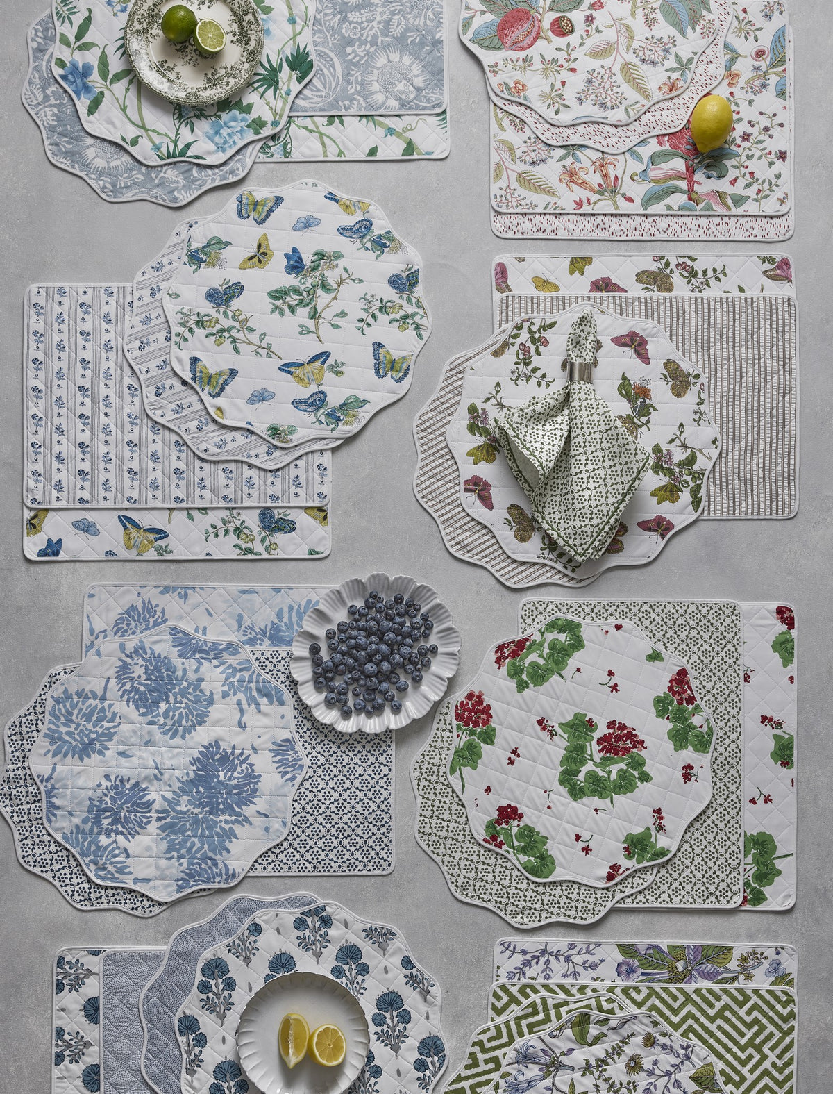 Reversible Quilted Round Placemats styled on table