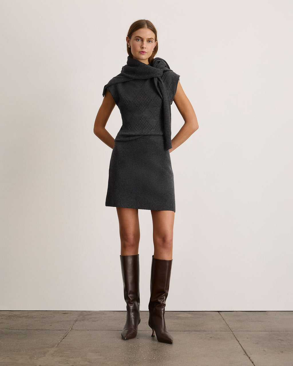 Rhodes Cashmere Skirt in Charcoal