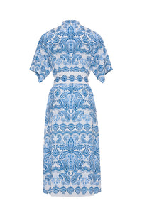 Rhodes Dress in Palm Paisley Sky