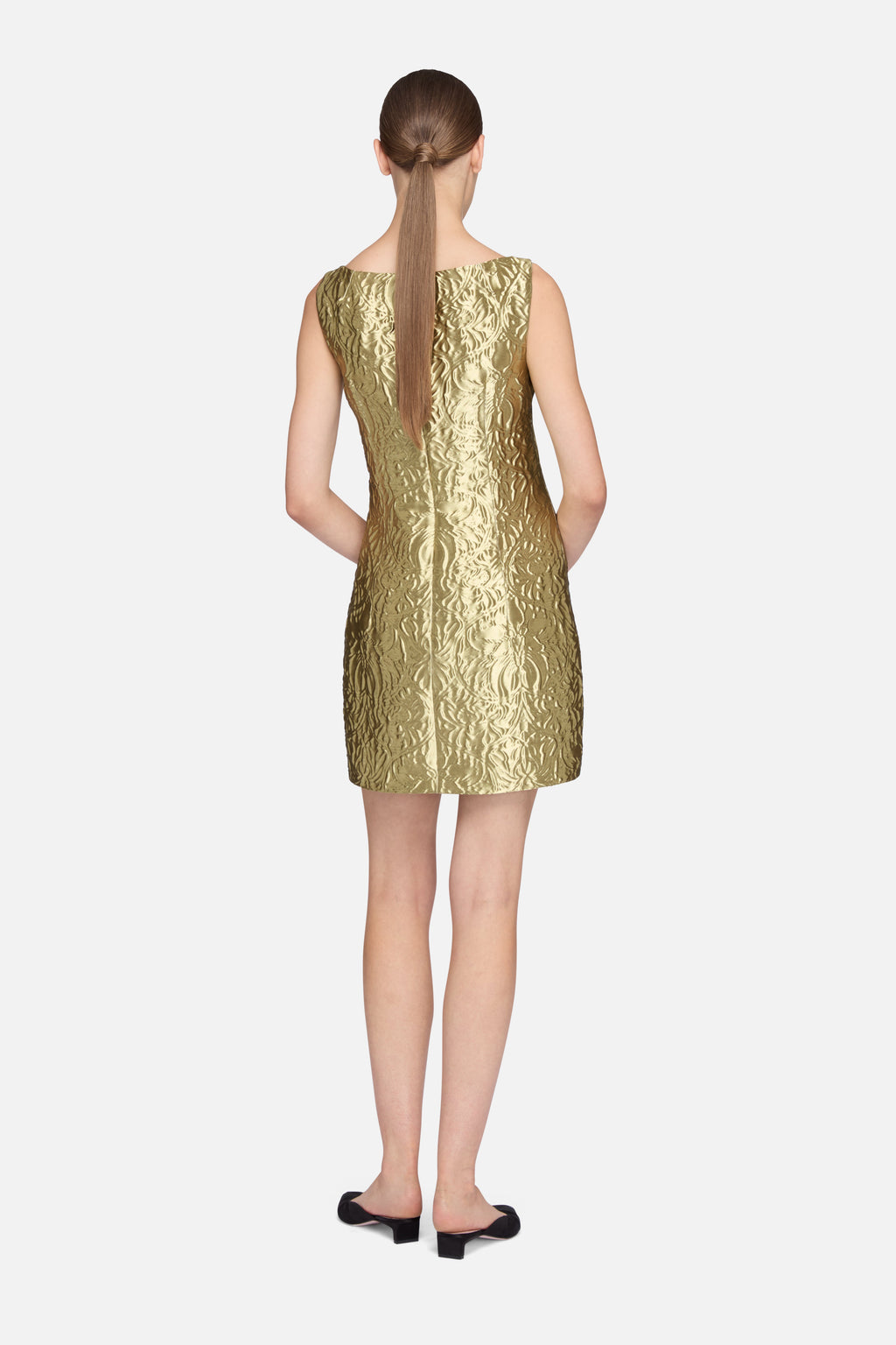 Rifer Dress in Gold Metallic Jacquard