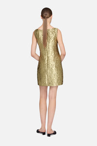 Rifer Dress in Gold Metallic Jacquard