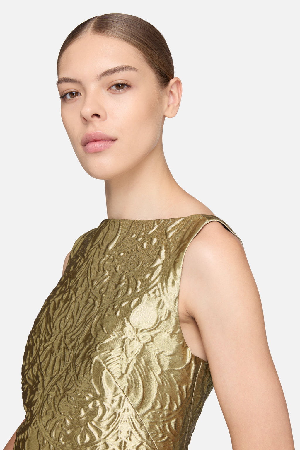 Rifer Dress in Gold Metallic Jacquard