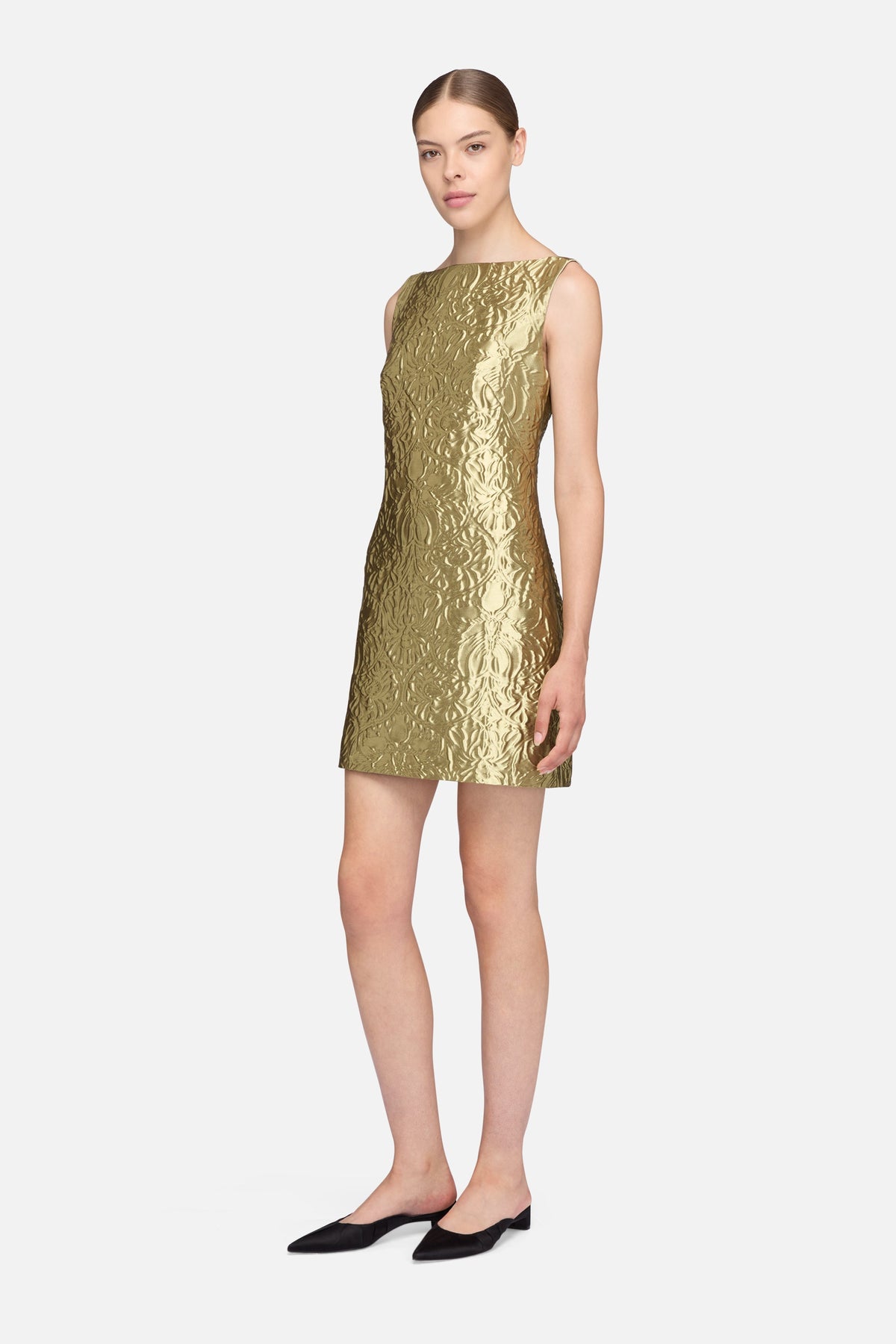 Rifer Dress in Gold Metallic Jacquard