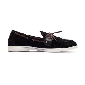 Men's Black Textured Suede Barca Yacht Loafer