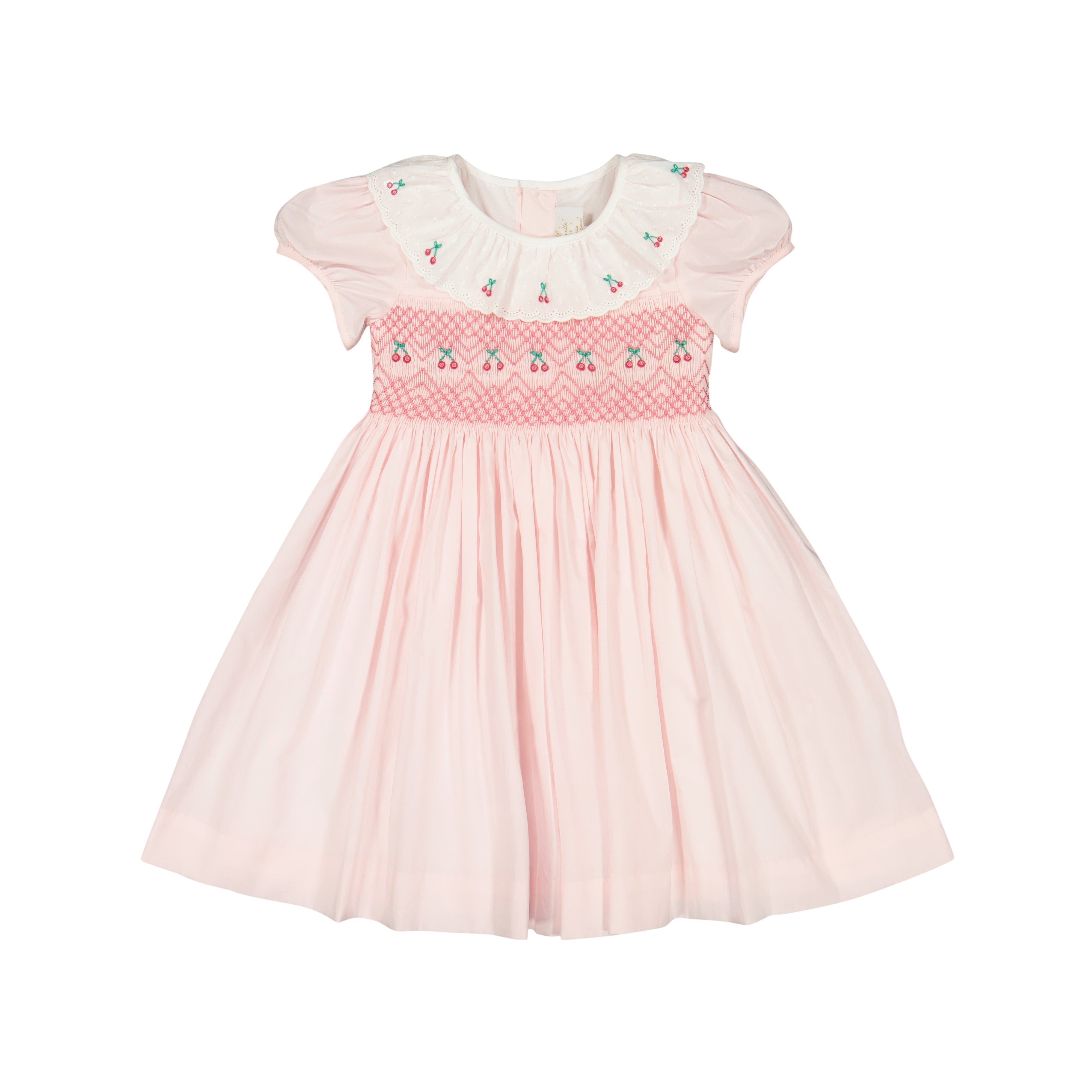 Cherry Pink Short Puff Smocked Dress