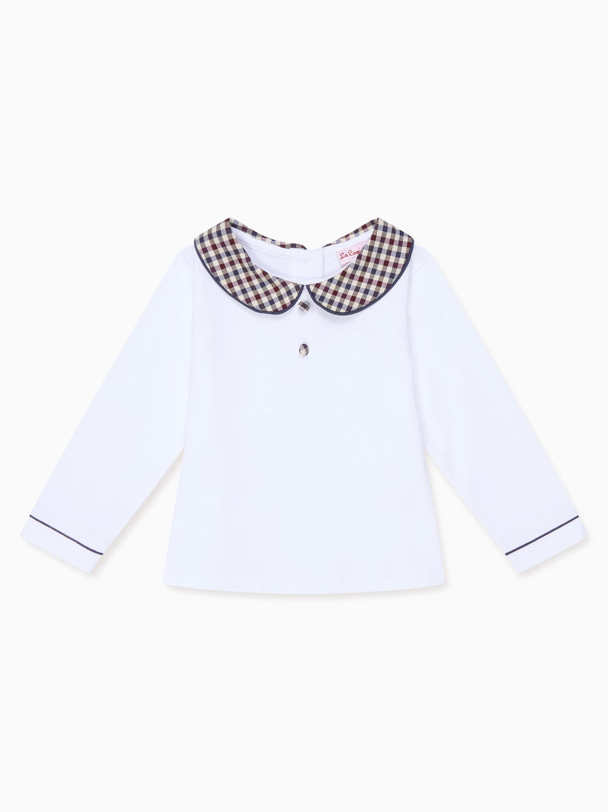 Burgundy Check Romo Long Sleeve Baby Top