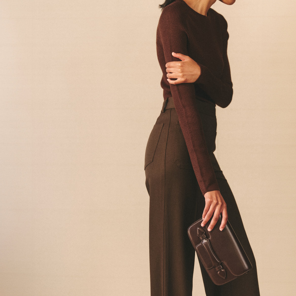 Romy Clutch in Box Calf Palmellato Chocolate