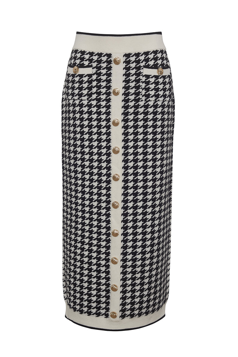 Ronnie Skirt in Houndstooth Black