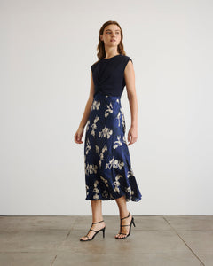 Rosabeth Dress in Maritime Blue & Cream Multi
