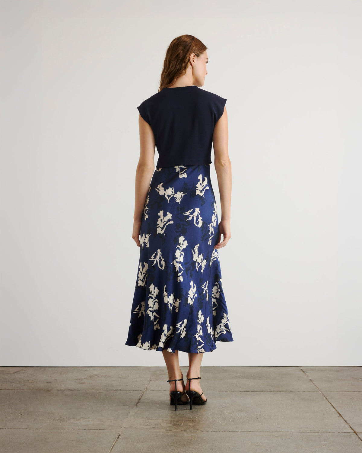 Rosabeth Dress in Maritime Blue & Cream Multi