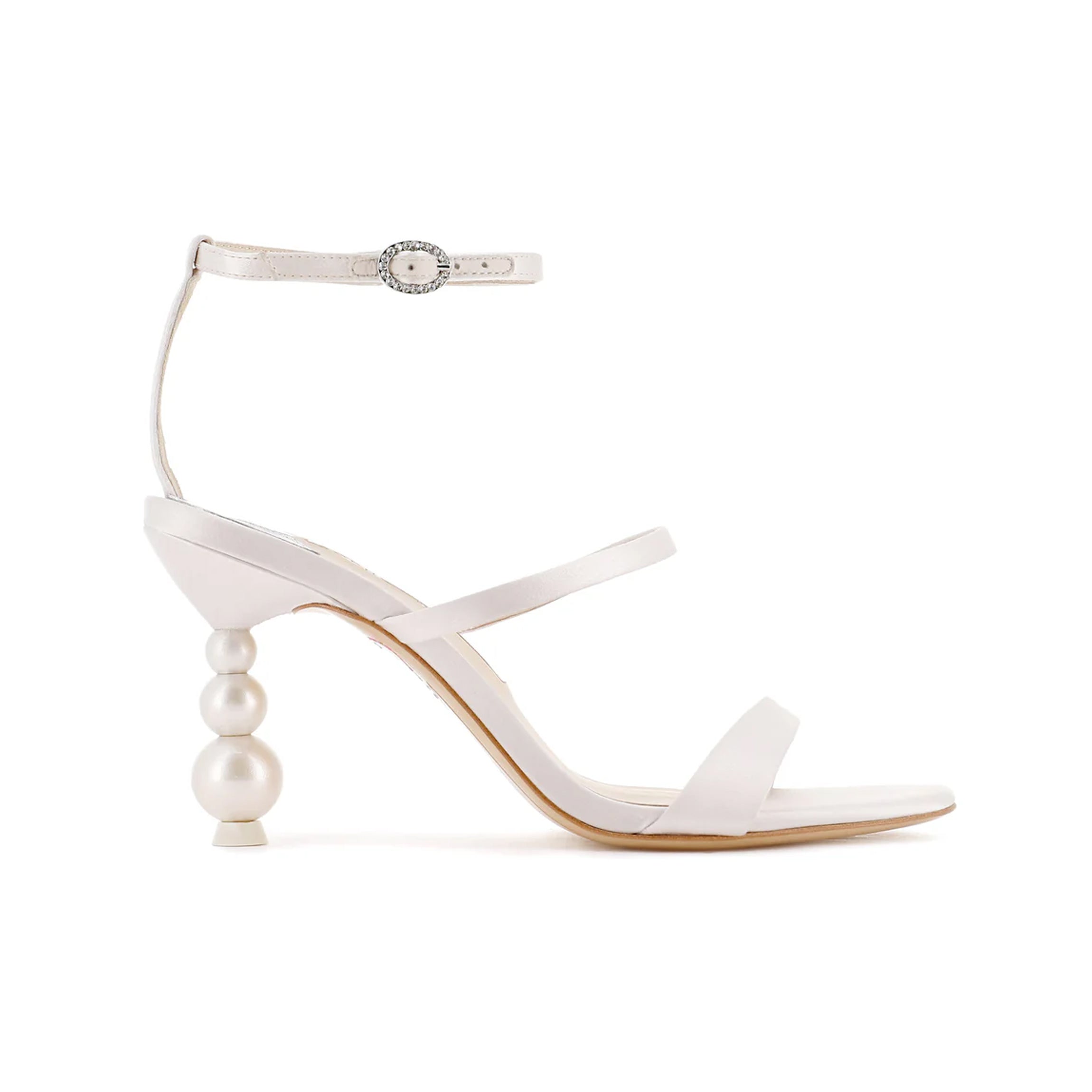 Rosalind Pearl Mid Sandal in Ivory & Pearl