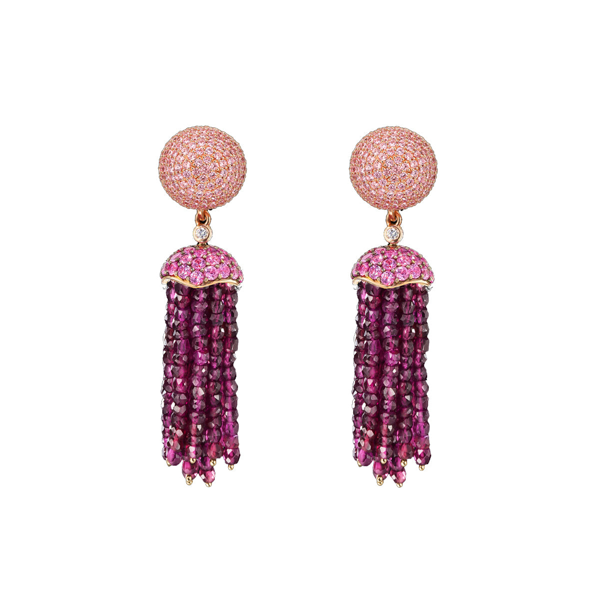 Rose Bauble Tassel Earrings