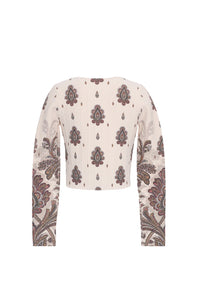 Rose Cardigan in Castle Paisley Ivory