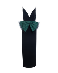 Rose Dress in Noir & Emerald Multi
