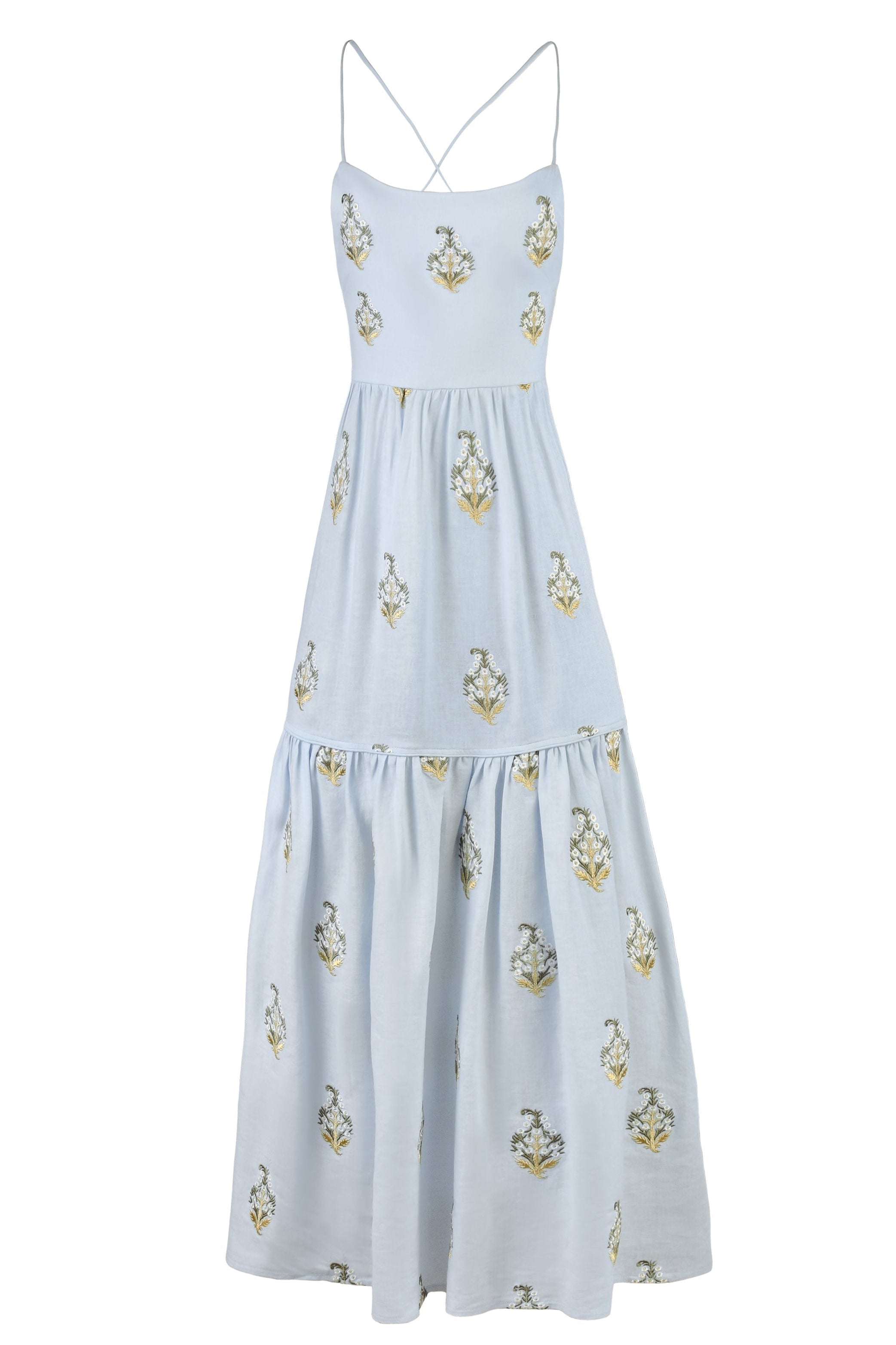 Sarv Maxi Dress - Baby Blue & White Rosewater House 