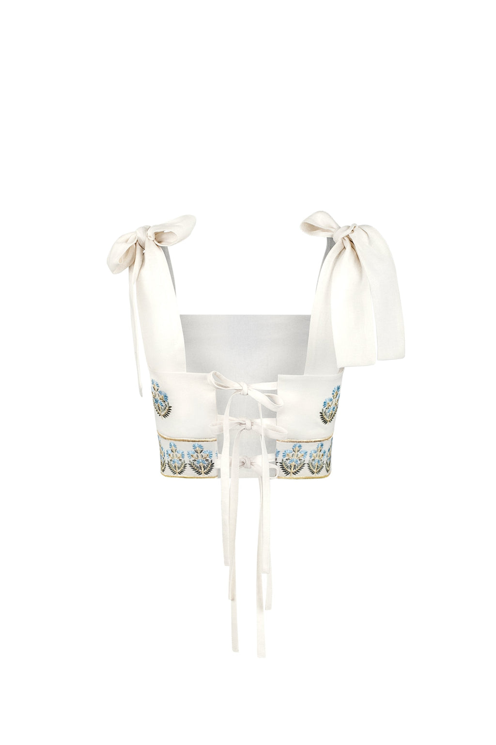 Begum Crop Top- Off White & Blue Dresses - Formal Rosewater House - Wholesale SS25 
