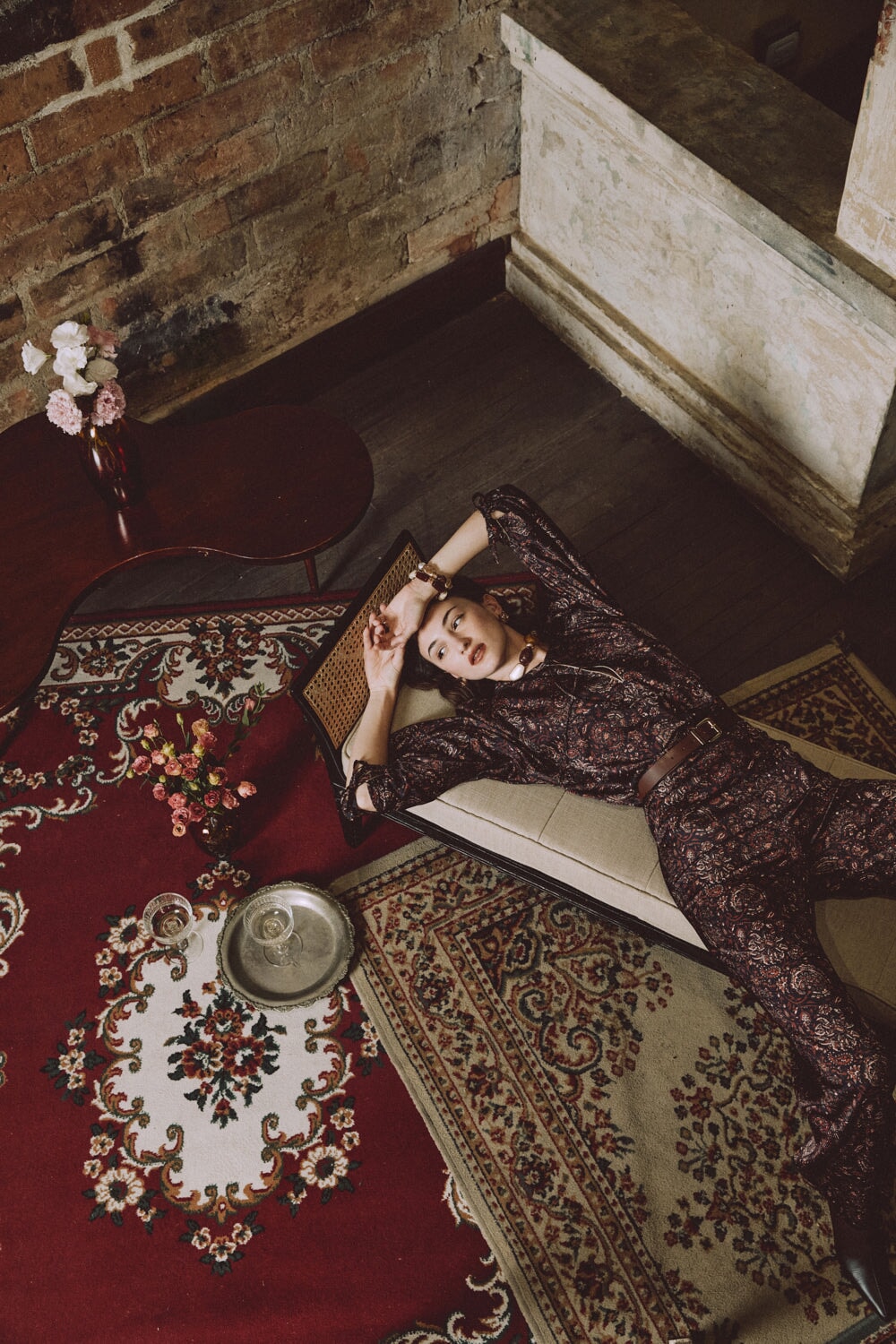 Raha Pants - Printed Silk Brown Rosewater House 