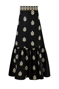 Begum Skirt- Black & White & Gold Rosewater House 