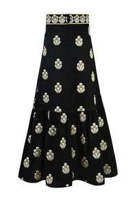 Begum Skirt- Black & White & Gold Rosewater House 