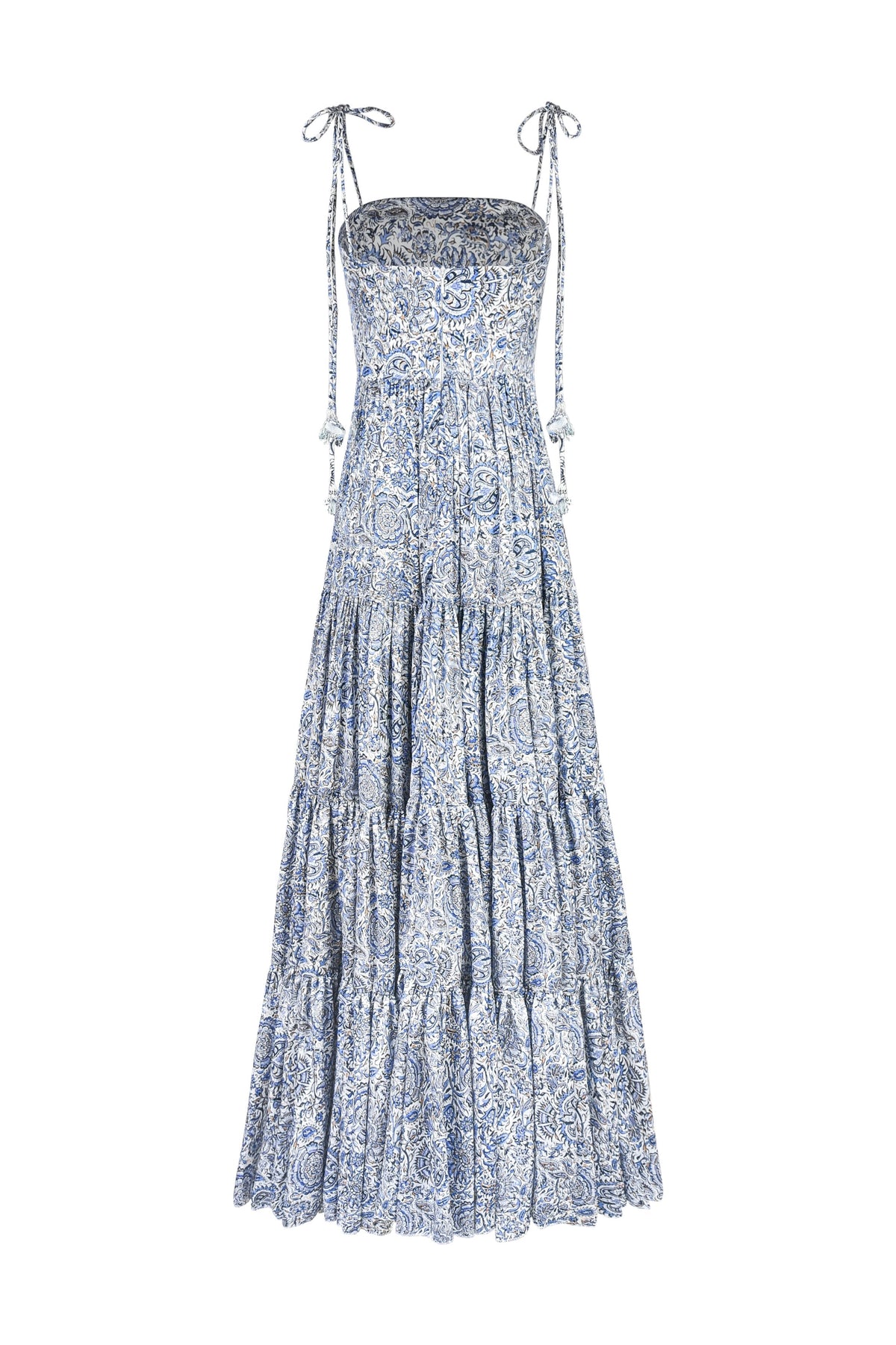 Sara Maxi Dress - Printed Silk Blue Rosewater House 