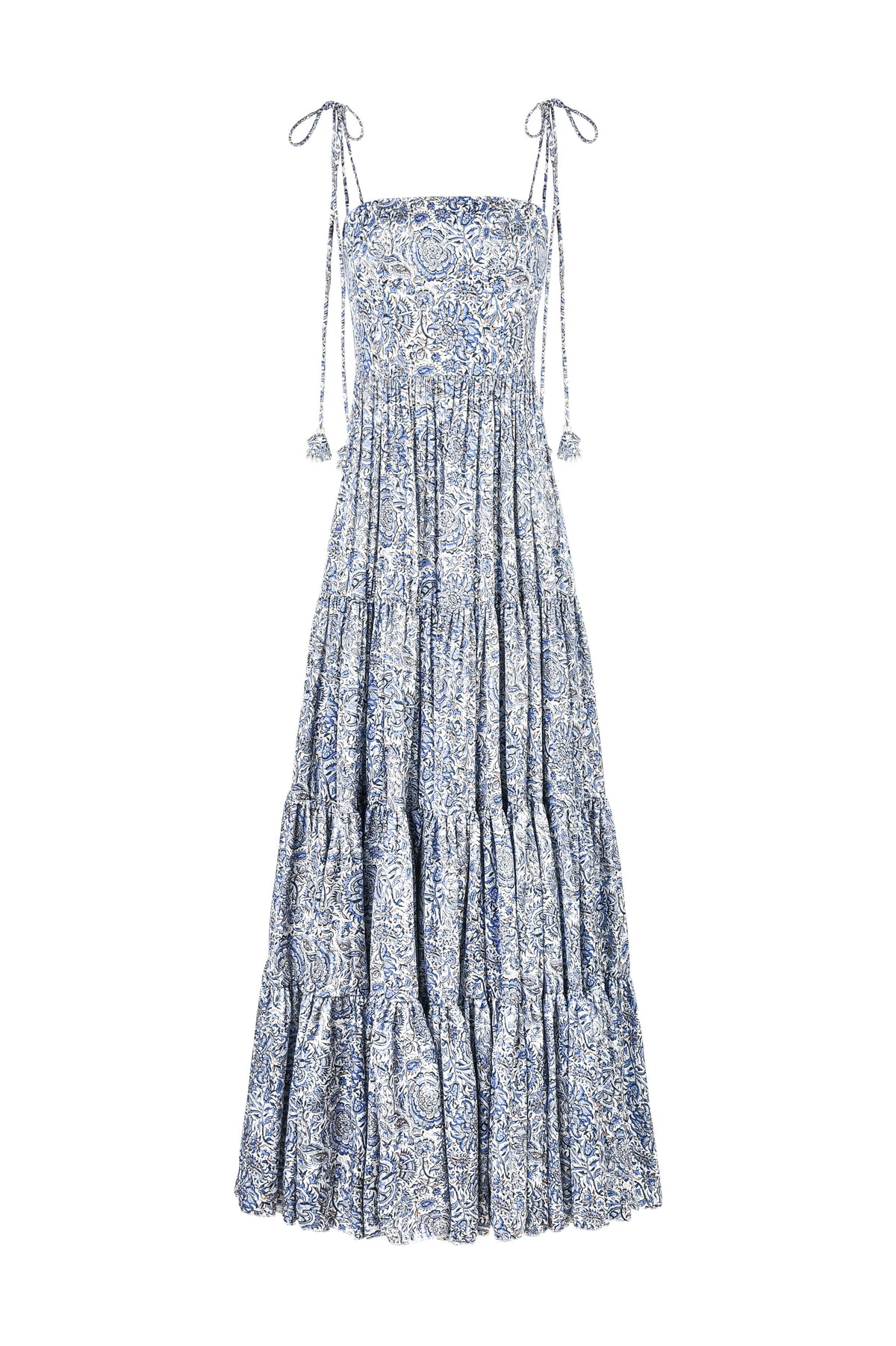 Sara Maxi Dress - Printed Silk Blue Rosewater House 