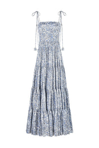 Sara Maxi Dress - Printed Silk Blue Rosewater House 
