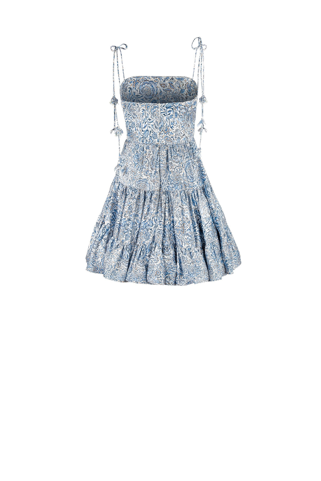Sara Mini Dress - Printed Silk Blue Rosewater House 
