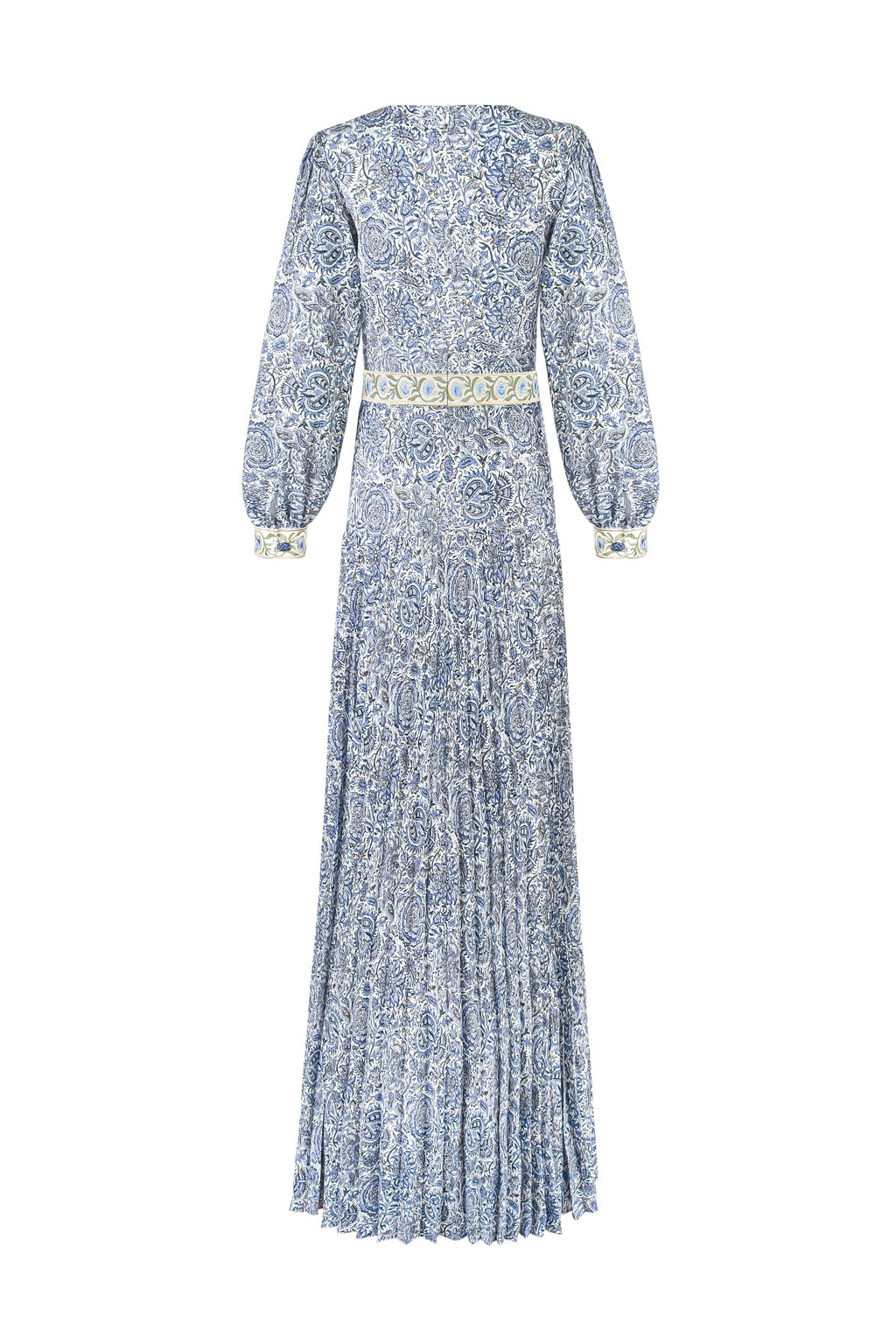 Tooba Maxi Dress - Printed Chiffon Blue Rosewater House 