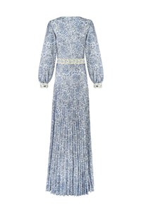 Tooba Maxi Dress - Printed Chiffon Blue Rosewater House 