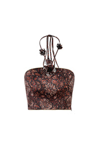 Hava Bustier - Printed Silk Brown Rosewater House 