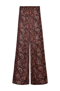 Raha Pants - Printed Silk Brown Rosewater House 