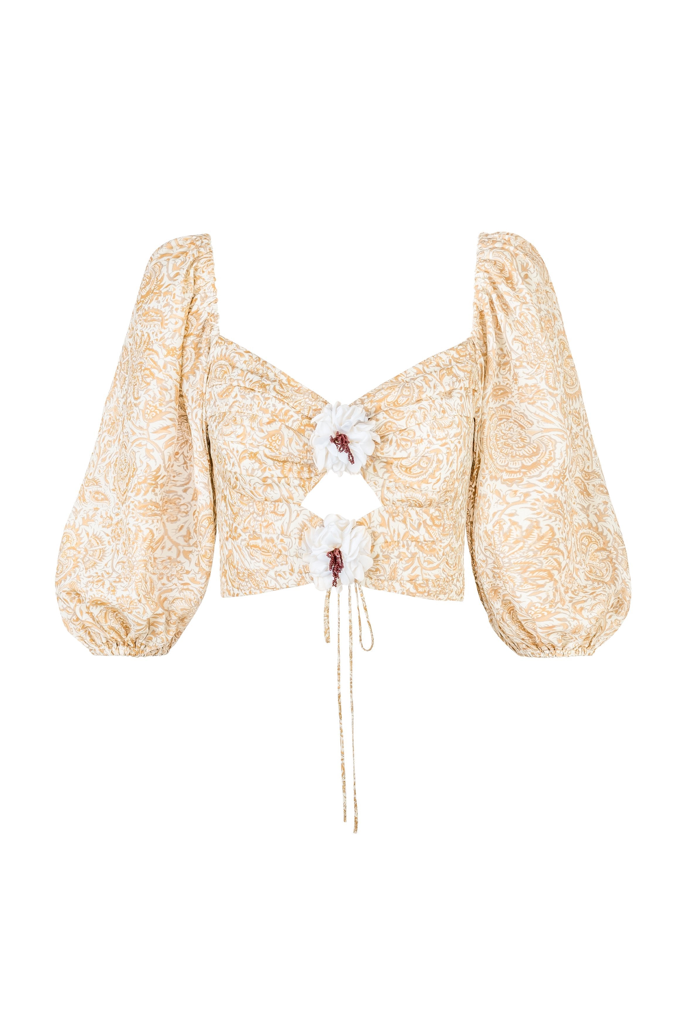 Rosa Top - Printed Chiffon Creme Rosewater House 