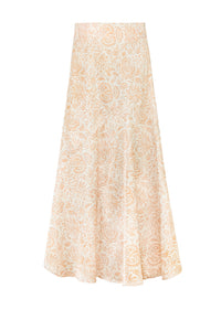 Zoya Skirt - Printed Silk Creme Rosewater House 